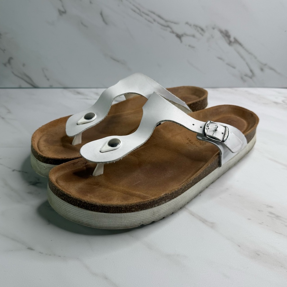 Yokono Ibiza White Leather Platform Sandals Summer Spring Beach Beachy